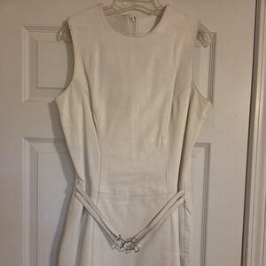 Vakko Sport White Leather Mini Dress
